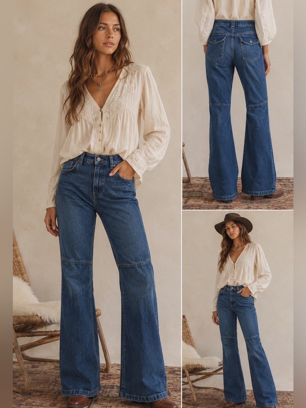 Free People Holly High Rise Bootcut Jeans Flap Pockets Size 31